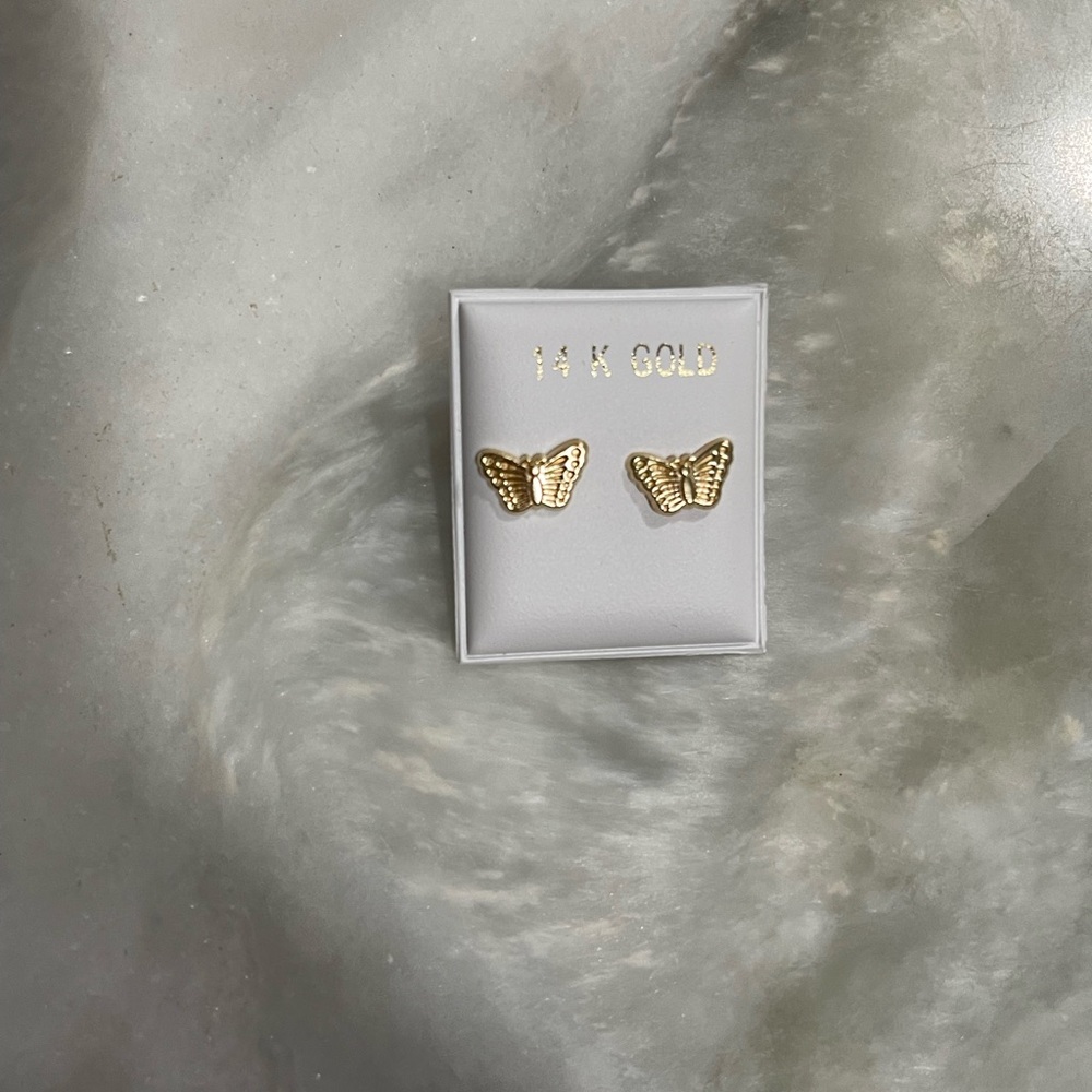 14K Gold Butterfly Earrings